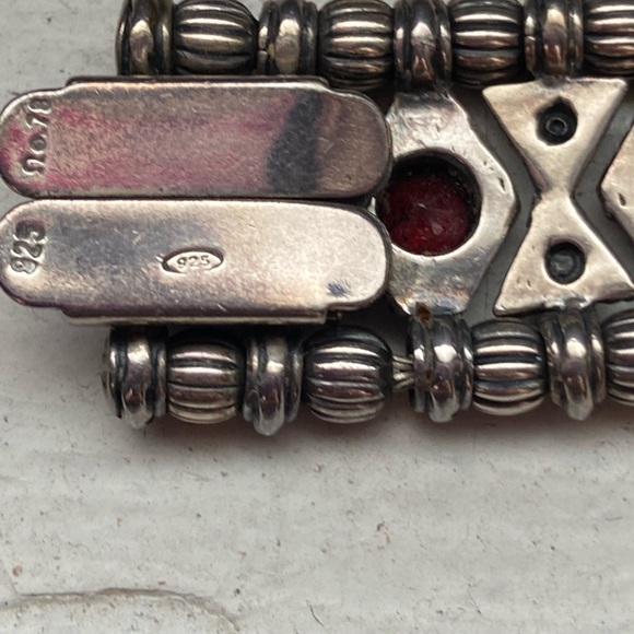 ❤️‍🔥2XHP❤️‍🔥VTG Gothic 925 Silver and Red Stone Bracelet - Picture 4 of 14